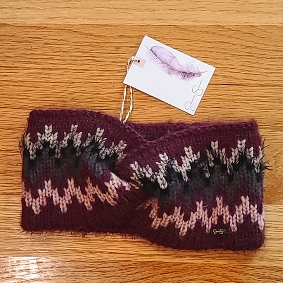CLEARANCE Jessica Simpson Plum Knit Twisted Winter Headband - Picture 1 of 3